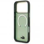 Carcasa Lacoste Shockproof Transparent Frosted Gold Logo cu MagSafe compatibila cu iPhone 17 Pro Max, Verde 8 - lerato.ro