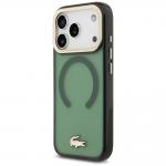 Carcasa Lacoste Shockproof Transparent Frosted Gold Logo cu MagSafe compatibila cu iPhone 17 Pro, Verde 3 - lerato.ro