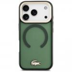 Carcasa Lacoste Shockproof Transparent Frosted Gold Logo cu MagSafe compatibila cu iPhone 17 Pro, Verde 2 - lerato.ro