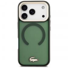 Carcasa Lacoste Shockproof Transparent Frosted Gold Logo cu MagSafe compatibila cu iPhone 17 Pro, Verde