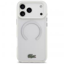 Carcasa Lacoste Shockproof Transparent Frosted cu MagSafe compatibila cu iPhone 17 Pro Max, Alb
