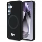 Carcasa Lacoste Silicone Microfiber Silver Croc Logo cu MagSafe compatibila cu Samsung Galaxy S25, Negru 4 - lerato.ro