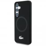 Carcasa Lacoste Silicone Microfiber Silver Croc Logo cu MagSafe compatibila cu Samsung Galaxy S25, Negru 3 - lerato.ro