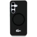 Carcasa Lacoste Silicone Microfiber Silver Croc Logo cu MagSafe compatibila cu Samsung Galaxy S25, Negru 2 - lerato.ro