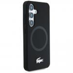 Carcasa Lacoste Silicone Microfiber Silver Croc Logo cu MagSafe compatibila cu Samsung Galaxy S25, Negru 5 - lerato.ro
