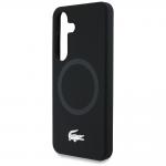 Carcasa Lacoste Silicone Microfiber Silver Croc Logo cu MagSafe compatibila cu Samsung Galaxy S25, Negru 7 - lerato.ro