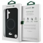 Carcasa Lacoste Silicone Microfiber Silver Croc Logo cu MagSafe compatibila cu Samsung Galaxy S25, Negru 9 - lerato.ro