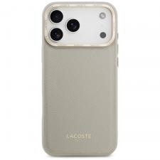Carcasa Lacoste Champs Elysees Gold Logo cu MagSafe compatibila cu iPhone 17 Pro Max, Gri