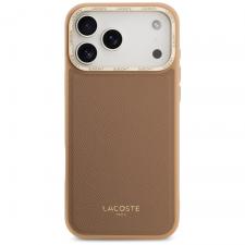 Carcasa Lacoste Champs Elysees Gold Logo cu MagSafe compatibila cu iPhone 17 Pro, Roz