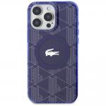Carcasa Lacoste HC IML Monogram Silver Croc Logo cu MagSafe compatibila cu iPhone 16 Pro, Navy Blue 2 - lerato.ro