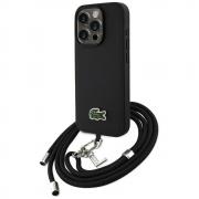 Carcasa Lacoste Iconic Petit Pique Crossbody cu MagSafe compatibila cu iPhone 15 Pro Max, Negru