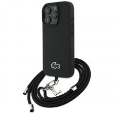 Carcasa Lacoste Iconic Petit Pique Crossbody Cord cu MagSafe compatibila cu iPhone 16 Pro Max, Negru