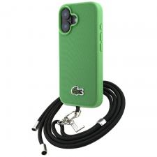 Carcasa Lacoste Iconic Petit Pique Crossbody Cord cu MagSafe compatibila cu iPhone 16 Plus, Verde