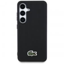 Huse si carcase Samsung Galaxy S25, Carcasa Lacoste Iconic Petit Pique Woven Logo CBDY Strap cu MagSafe compatibila cu Samsung Galaxy S25, Negru, lerato.ro