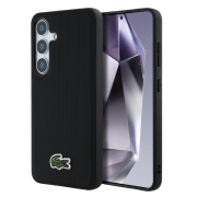 Carcasa Lacoste Iconic Petit Pique Woven Logo cu MagSafe compatibila cu Samsung Galaxy S25 Plus, Negru