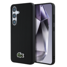 Carcasa Lacoste Iconic Petit Pique Woven Logo cu MagSafe compatibila cu Samsung Galaxy S25 Plus, Negru