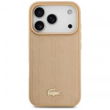 Carcasa Lacoste Nomograme Gold Logo cu MagSafe compatibila cu iPhone 17 Pro, Bej