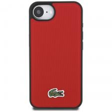 Carcasa Lacoste Iconic Petit Pique Woven Logo cu MagSafe compatibila cu iPhone 16e, Rosu