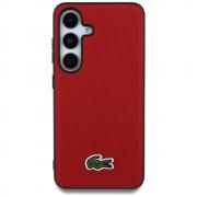 Carcasa Lacoste Iconic Petit Pique Woven Logo cu MagSafe compatibila cu Samsung Galaxy S25, Rosu