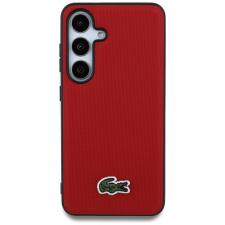 Huse si carcase Samsung Galaxy S25, Carcasa Lacoste Iconic Petit Pique Woven Logo cu MagSafe compatibila cu Samsung Galaxy S25, Rosu, lerato.ro