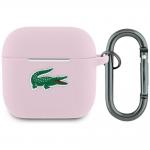Carcasa Lacoste Silicone Croc Logo compatibila cu Apple AirPods 4, Roz 2 - lerato.ro