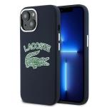 Carcasa Lacoste Silicone Cracked Logo cu MagSafe compatibila cu iPhone 15 / 14 / 13, Navy Blue 4 - lerato.ro