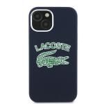 Carcasa Lacoste Silicone Cracked Logo cu MagSafe compatibila cu iPhone 15 / 14 / 13, Navy Blue 2 - lerato.ro
