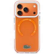Carcasa Lacoste Shockproof Transparent Frosted cu MagSafe compatibila cu iPhone 17 Pro, Portocaliu