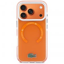 Carcasa Lacoste Shockproof Transparent Frosted cu MagSafe compatibila cu iPhone 17 Pro, Portocaliu