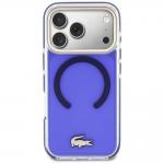 Carcasa Lacoste Shockproof Transparent Frosted Gold Logo cu MagSafe compatibila cu iPhone 17 Pro Max, Marine Blue 2 - lerato.ro