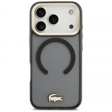 Husa Lacoste IML Shockproof Gold Logo cu MagSafe compatibila cu iPhone 18 Pro / 17 Pro, Negru