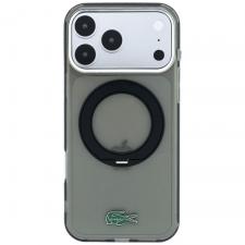 Huse si carcase iPhone 18 Pro Max, Husa Lacoste IML Glossy Finish Ring Stand cu MagSafe compatibila cu iPhone 18 Pro Max / 17 Pro Max, Negru, lerato.ro