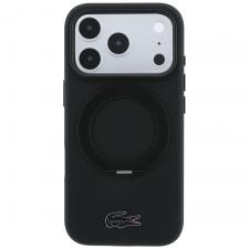 Huse si carcase iPhone 18 Pro, Husa Lacoste Petit Pique Ring Stand cu MagSafe compatibila cu iPhone 18 Pro / 17 Pro, Negru, lerato.ro
