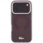 Husa Lacoste IML Shockproof Gold Logo cu MagSafe compatibila cu iPhone 18 Pro / 17 Pro, Burgundy 2 - lerato.ro