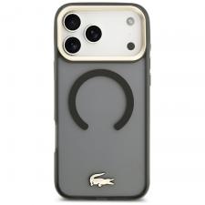 Husa Lacoste IML Shockproof Gold Logo cu MagSafe compatibila cu iPhone 18 Pro Max / 17 Pro Max, Negru