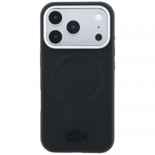 Huse si carcase iPhone 17 Pro, Husa Lacoste Petit Pique Embossed cu MagSafe compatibila cu iPhone 18 Pro / 17 Pro, Negru, lerato.ro