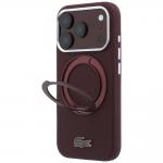 Husa Lacoste Petit Pique Ring Stand cu MagSafe compatibila cu iPhone 18 Pro / 17 Pro, Burgundy 3 - lerato.ro