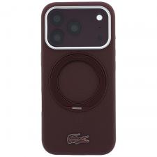 Huse si carcase iPhone 17 Pro, Husa Lacoste Petit Pique Ring Stand cu MagSafe compatibila cu iPhone 18 Pro / 17 Pro, Burgundy, lerato.ro