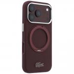 Husa Lacoste Petit Pique Ring Stand cu MagSafe compatibila cu iPhone 18 Pro / 17 Pro, Burgundy 5 - lerato.ro