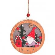 Lampa de Craciun Beline, Gnom Craciun, Lemn, Forma Rotunda, Graphics