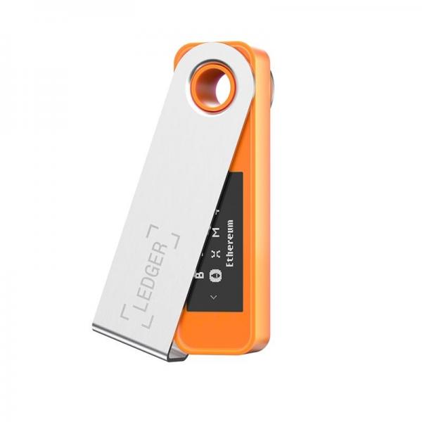 Portofel electronic Ledger Nano S Plus, pentru monede virtuale Bitcoin, Ethereum, Dash, ZCash si altele, Portocaliu