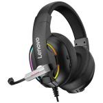 Casti gaming Lenovo HU75, Cu fir, 2x Jack 3.5 mm / USB, RGB, Lungime cablu 2.2m, Negru 5 - lerato.ro