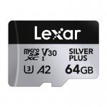 Set 2 carduri de memorie Lexar High-Performance Silver Plus, microSDXC, 64GB, clasa 10 / U3 / A2, Citire 205 MB/s, Scriere 100 MB/s, Adaptor SD inclus, Negru 4 - lerato.ro