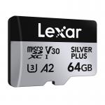 Set 2 carduri de memorie Lexar High-Performance Silver Plus, microSDXC, 64GB, clasa 10 / U3 / A2, Citire 205 MB/s, Scriere 100 MB/s, Adaptor SD inclus, Negru 5 - lerato.ro
