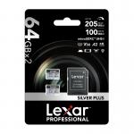 Set 2 carduri de memorie Lexar High-Performance Silver Plus, microSDXC, 64GB, clasa 10 / U3 / A2, Citire 205 MB/s, Scriere 100 MB/s, Adaptor SD inclus, Negru 8 - lerato.ro