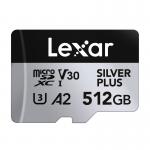Card de memorie Lexar Professional SILVER PLUS, microSDXC, 512GB, clasa 10, Citire 205 MB/s, Scriere 150 MB/s, Adaptor SD inclus, Negru 3 - lerato.ro