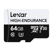 Card de memorie Lexar High-Endurance, microSDHC / microSDXC, 64GB, clasa 10 / U3 / A2, Citire 100 MB/s, Scriere 35 MB/s, Negru