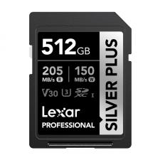 Card de memorie Lexar Professional SILVER PLUS SDXC, SD, 512GB, clasa U3, Citire 205 MB/s, Scriere 150 MB/s, Negru