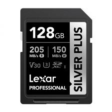 Card de memorie Lexar Professional SILVER PLUS SDXC, SD, 128GB, clasa U3, Citire 205 MB/s, Scriere 150 MB/s, Negru