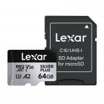 Card de memorie Lexar Professional SILVER PLUS, microSDXC, 64GB, clasa 10, Citire 205 MB/s, Scriere 150 MB/s, Adaptor SD inclus, Negru 2 - lerato.ro